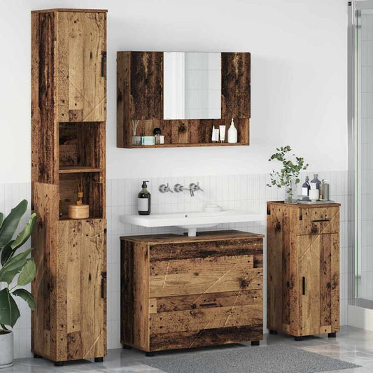 vidaXL Σετ Επίπλων Μπάνιου 4 τμχ. Παλιό Ξύλο 35 x 30 x 192 εκ