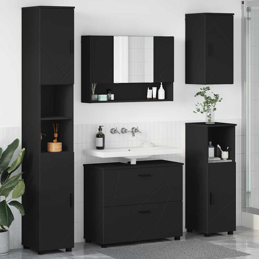 vidaXL Σετ Επίπλων Μπάνιου 5 τμχ. Μαύρο 35 x 30 x 192 εκ