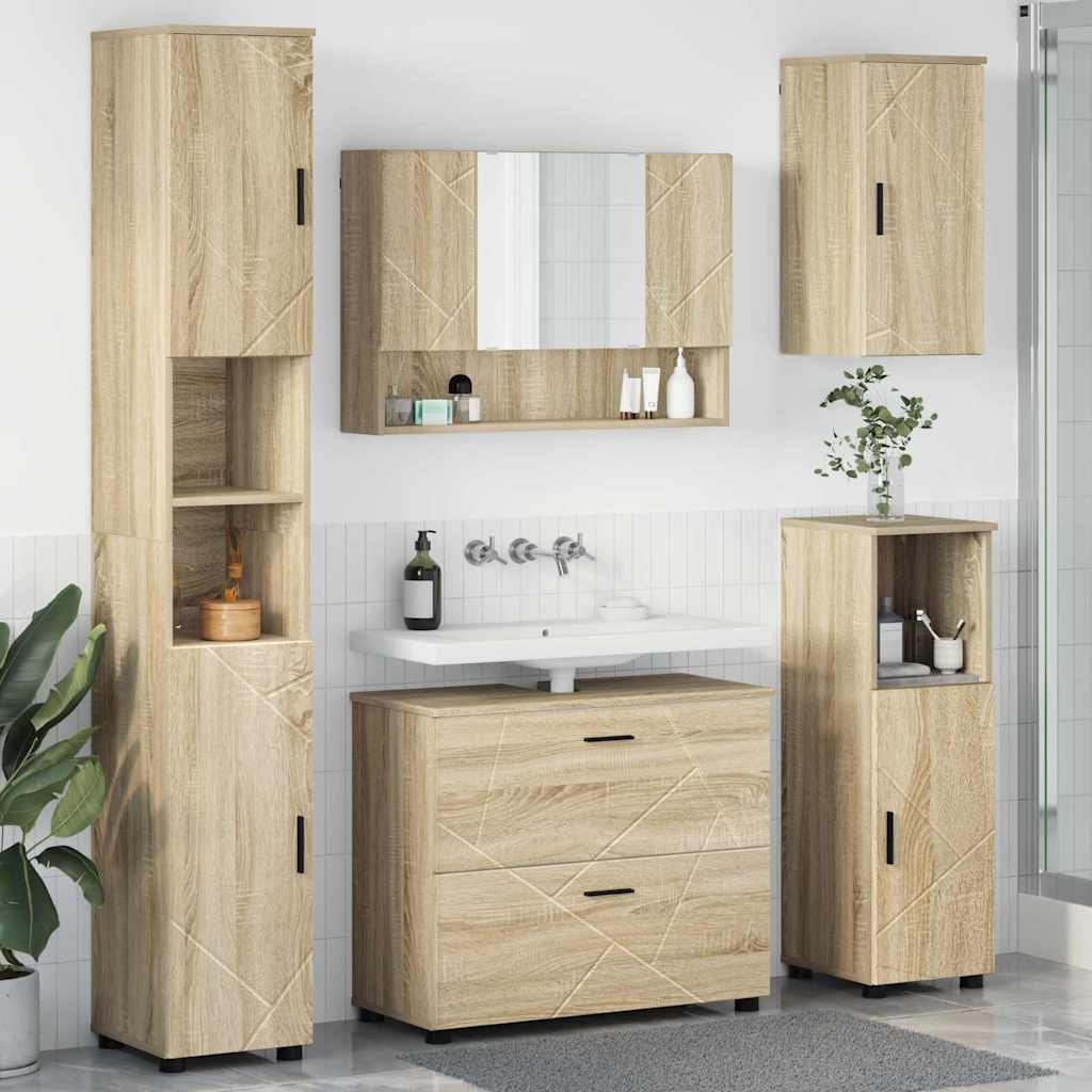 vidaXL Σετ Επίπλων Μπάνιου με συρτάρι με ράφι 5 pcs Δρύς Sonoma