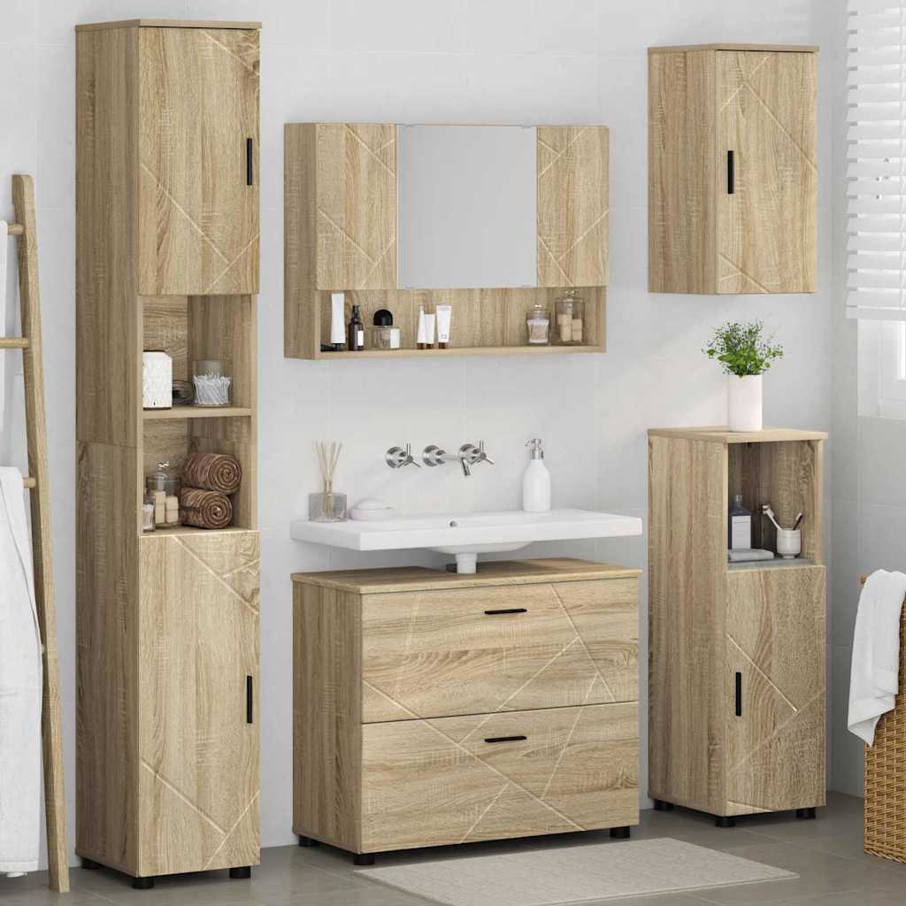 vidaXL Σετ Επίπλων Μπάνιου με συρτάρι με ράφι 5 pcs Δρύς Sonoma