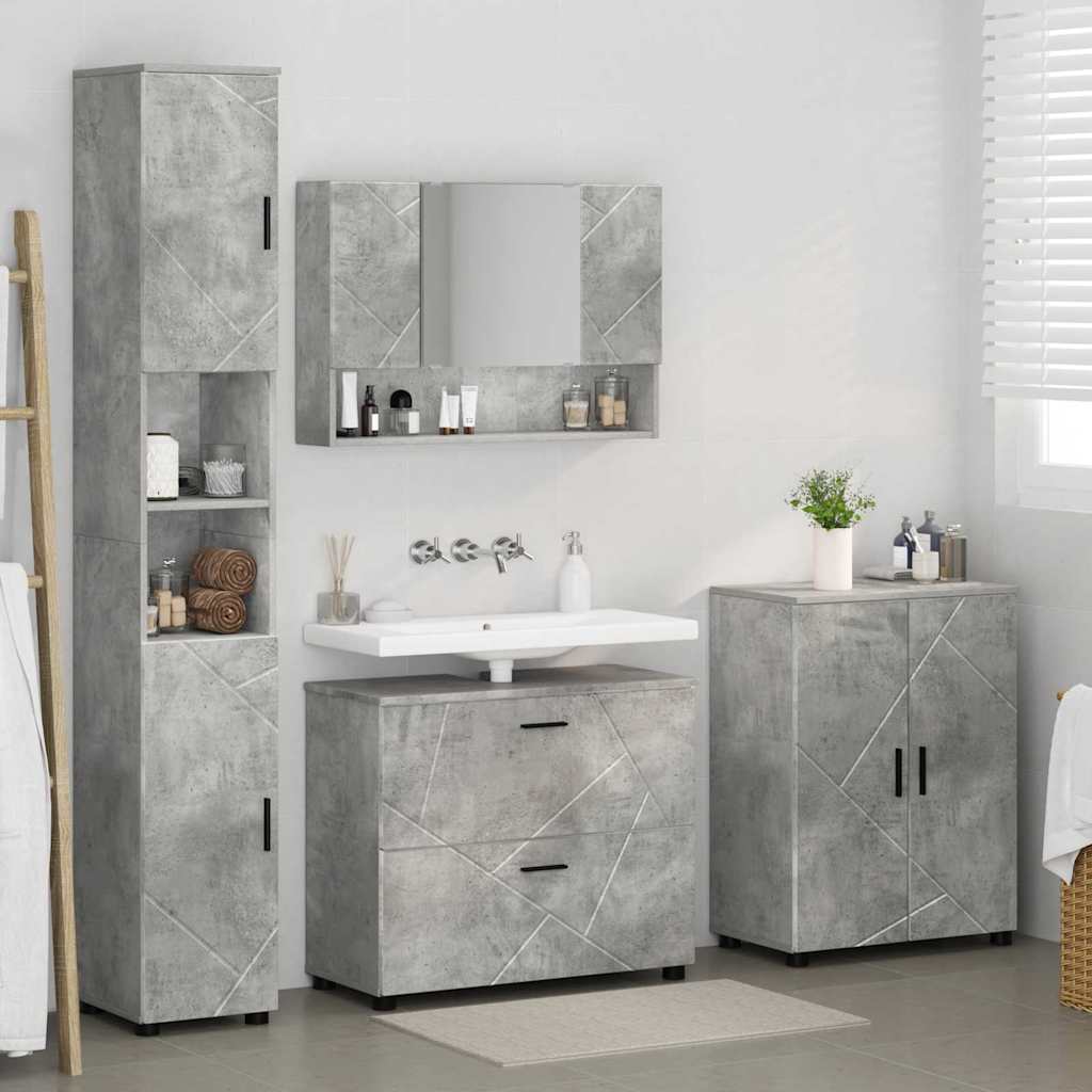 vidaXL Σετ Επίπλων Μπάνιου 4 τμχ. Σκυρόδεμα Γκρι 35 x 30 x 192 εκ