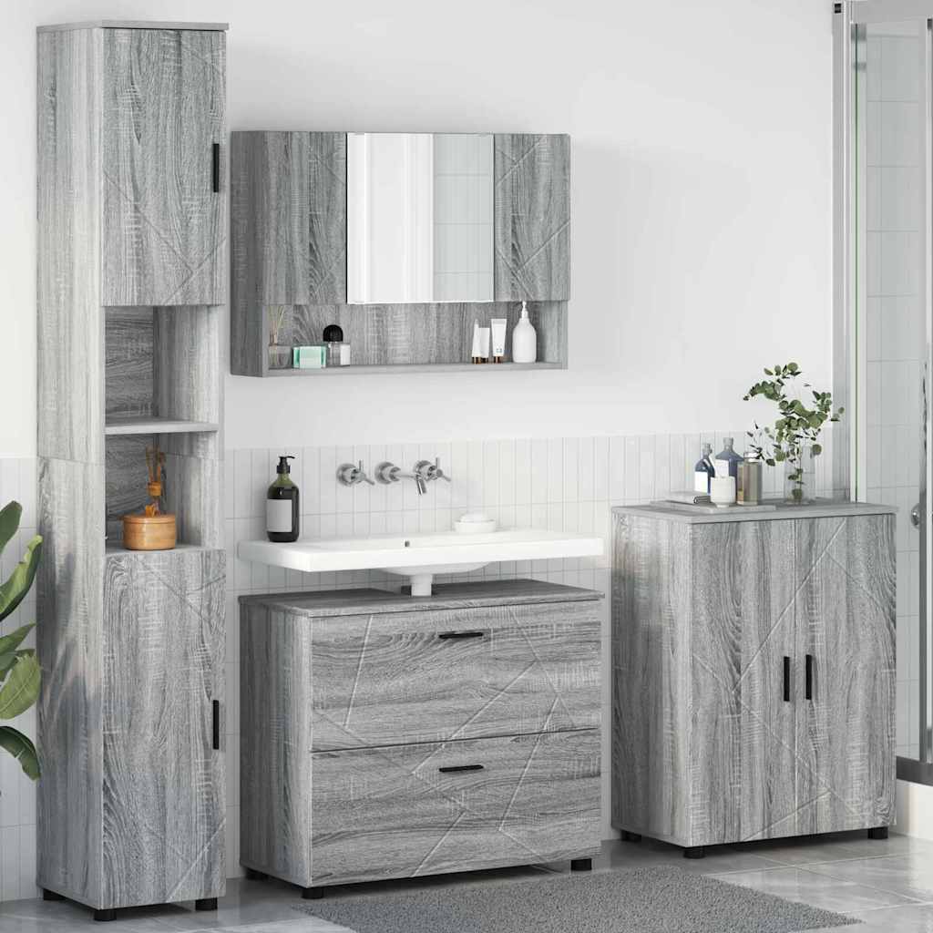 vidaXL Σετ Επίπλων Μπάνιου 4 τμχ. Γκρίζο Σονομα 35 x 30 x 192 εκ