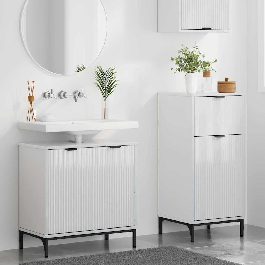 vidaXL Σετ Επίπλων Μπάνιου με συρτάρι 2 pcs Υψηλής γυαλάδας λευκό