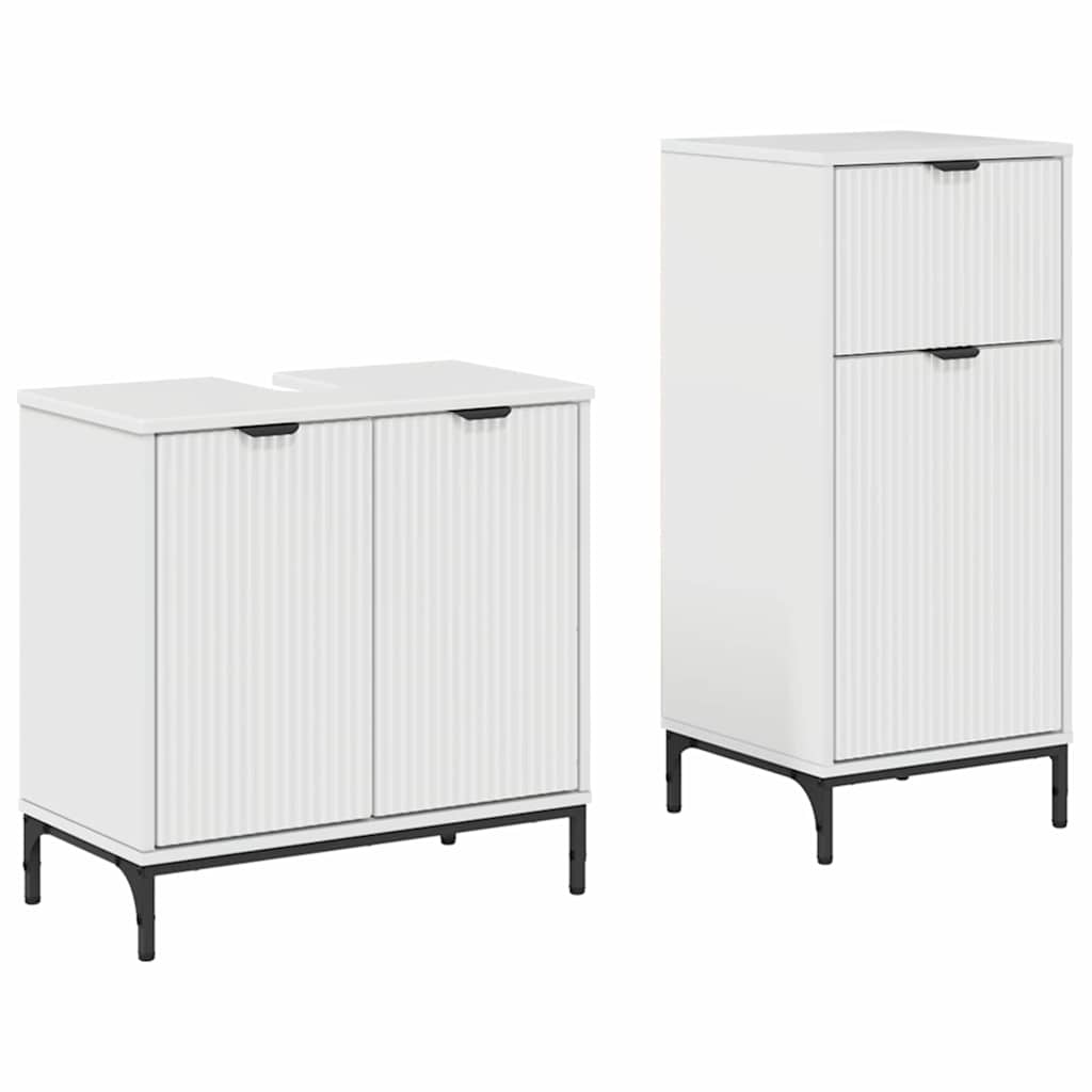 vidaXL Σετ Επίπλων Μπάνιου με συρτάρι 2 pcs Υψηλής γυαλάδας λευκό