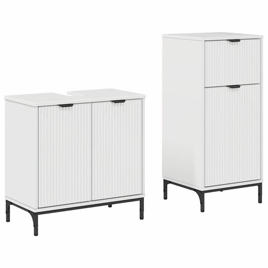 vidaXL Σετ Επίπλων Μπάνιου με συρτάρι 2 pcs Υψηλής γυαλάδας λευκό