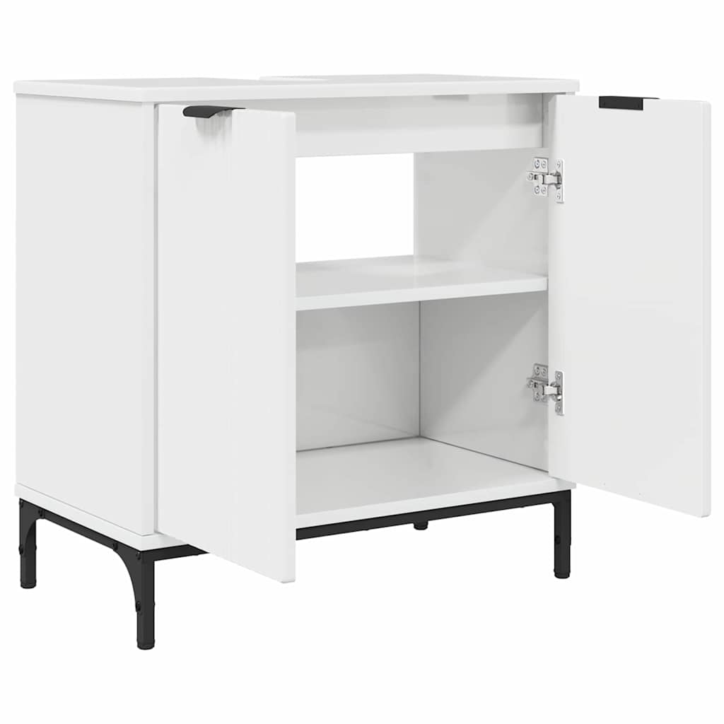 vidaXL Σετ Επίπλων Μπάνιου με συρτάρι 2 pcs Υψηλής γυαλάδας λευκό