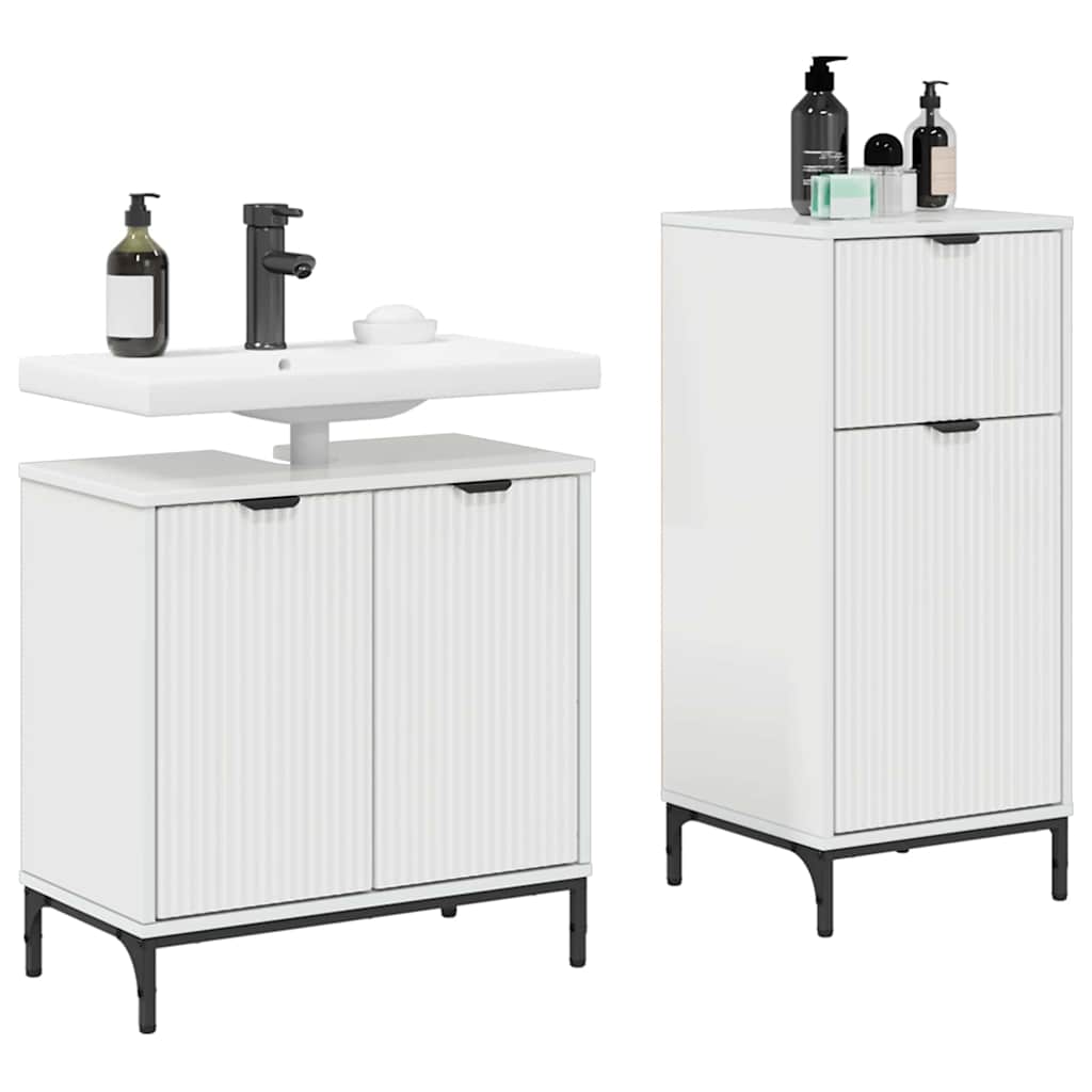 vidaXL Σετ Επίπλων Μπάνιου με συρτάρι 2 pcs Υψηλής γυαλάδας λευκό