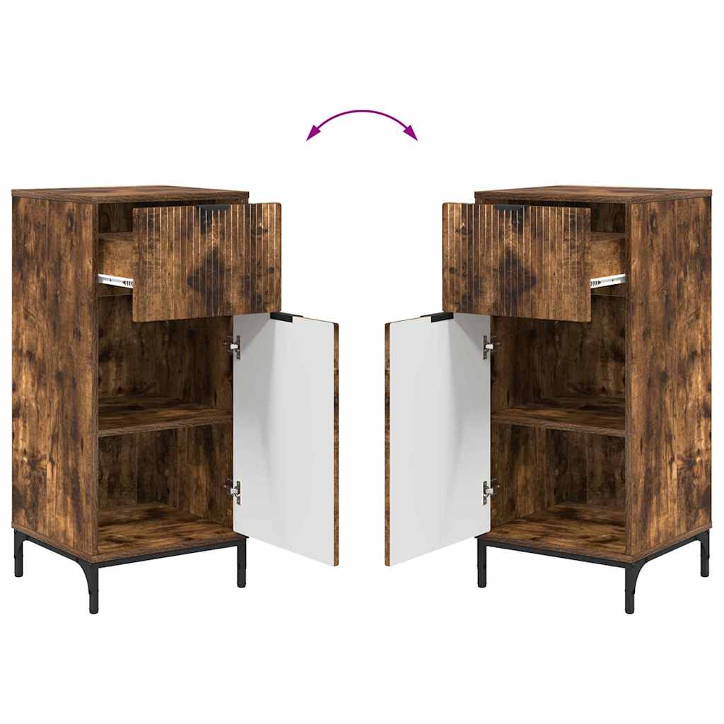 vidaXL Σετ Επίπλων Μπάνιου Καρό 2 pcs Καπνιστή δρυς 39.5 x 36 x 88 εκ