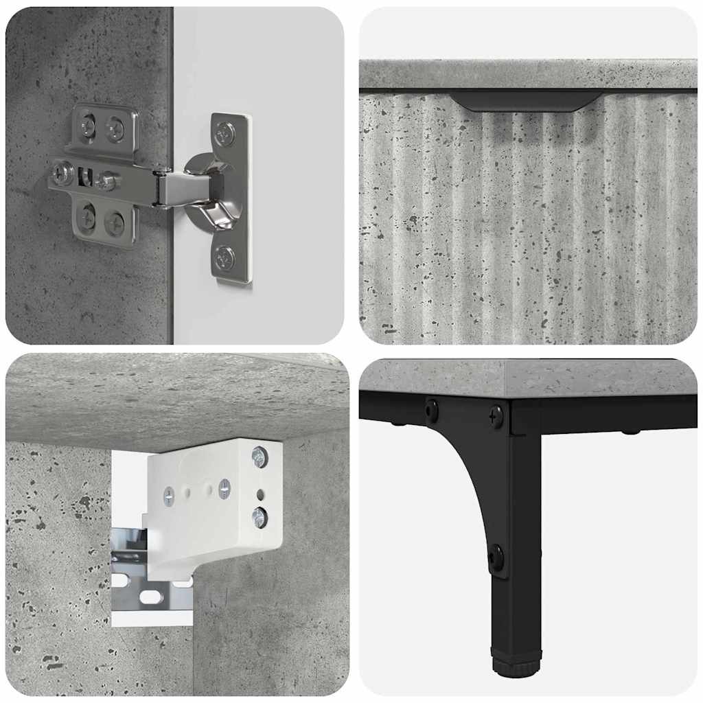 vidaXL Σετ Επίπλων Μπάνιου με συρτάρι Επιτοίχιο Σκυρόδεμα Γκρι