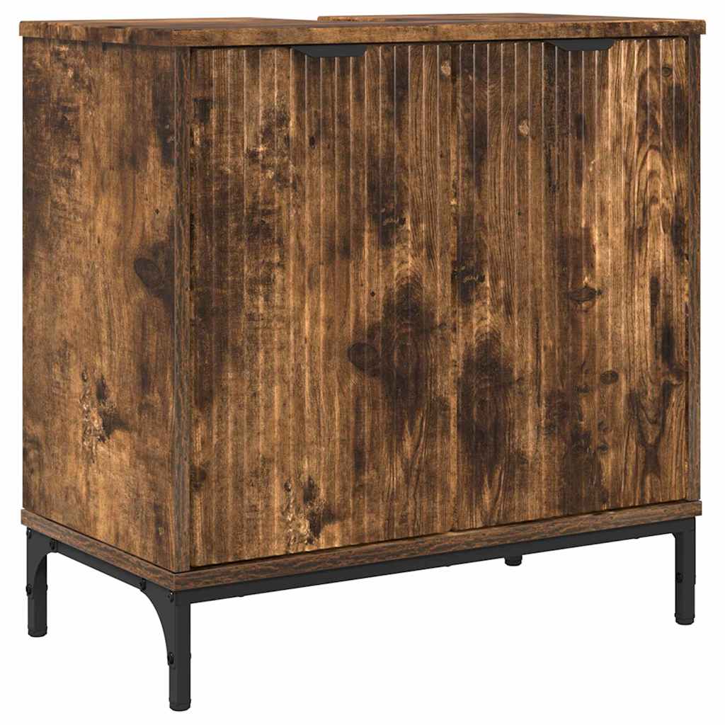 vidaXL Σετ Επίπλων Μπάνιου με συρτάρι Επιτοίχιο με πόρτα Καπνιστό Δρύς