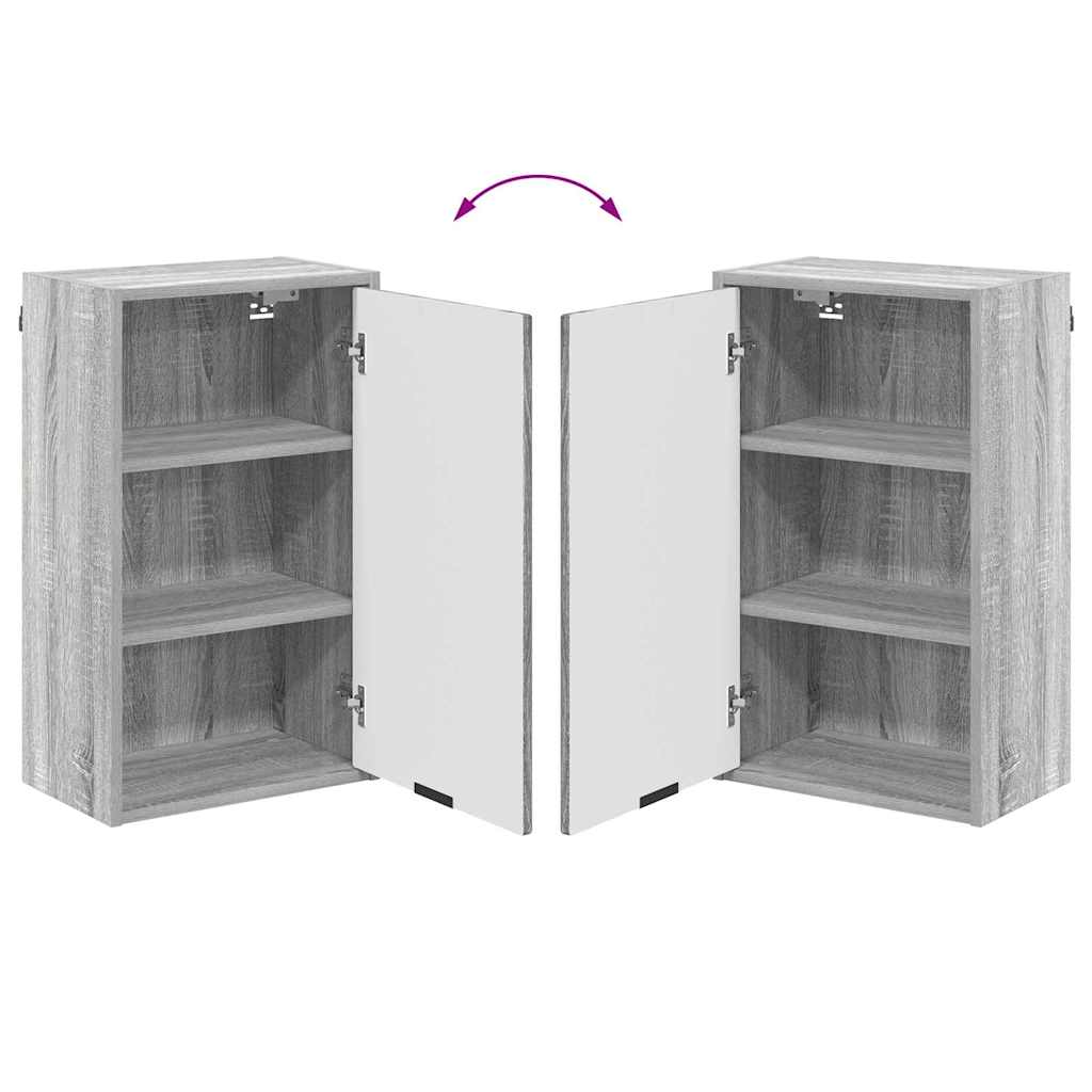 vidaXL Σετ Επίπλων Μπάνιου με συρτάρι Επιτοίχιο με πόρτα Γκρίζο Σονομα