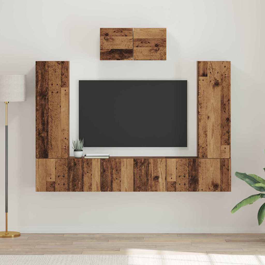 vidaXL Σετ επίπλου τηλεόρασης 7 pcs Παλιό Ξύλο Επεξεργασμένο ξύλο
