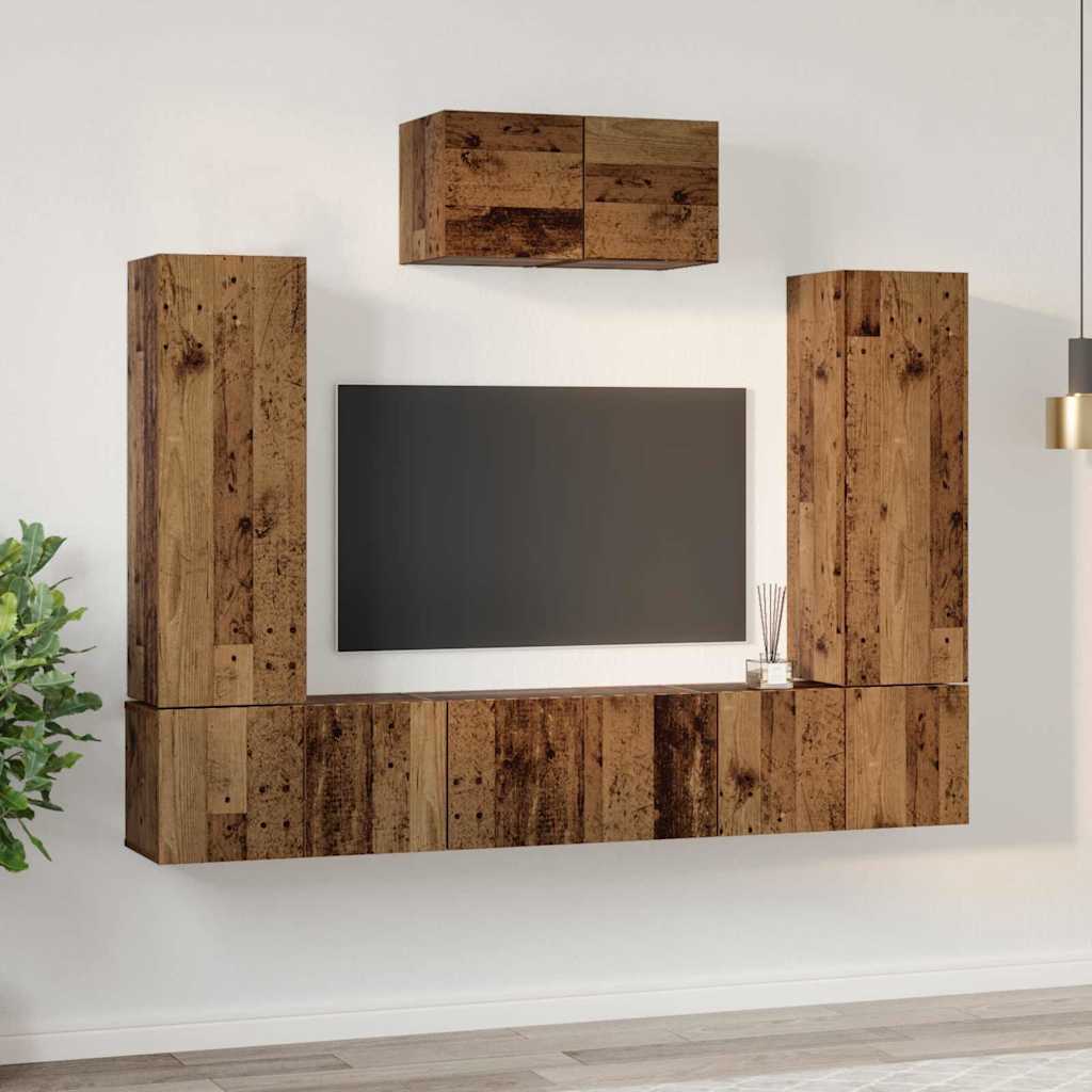 vidaXL Σετ επίπλου τηλεόρασης 7 pcs Παλιό Ξύλο Επεξεργασμένο ξύλο