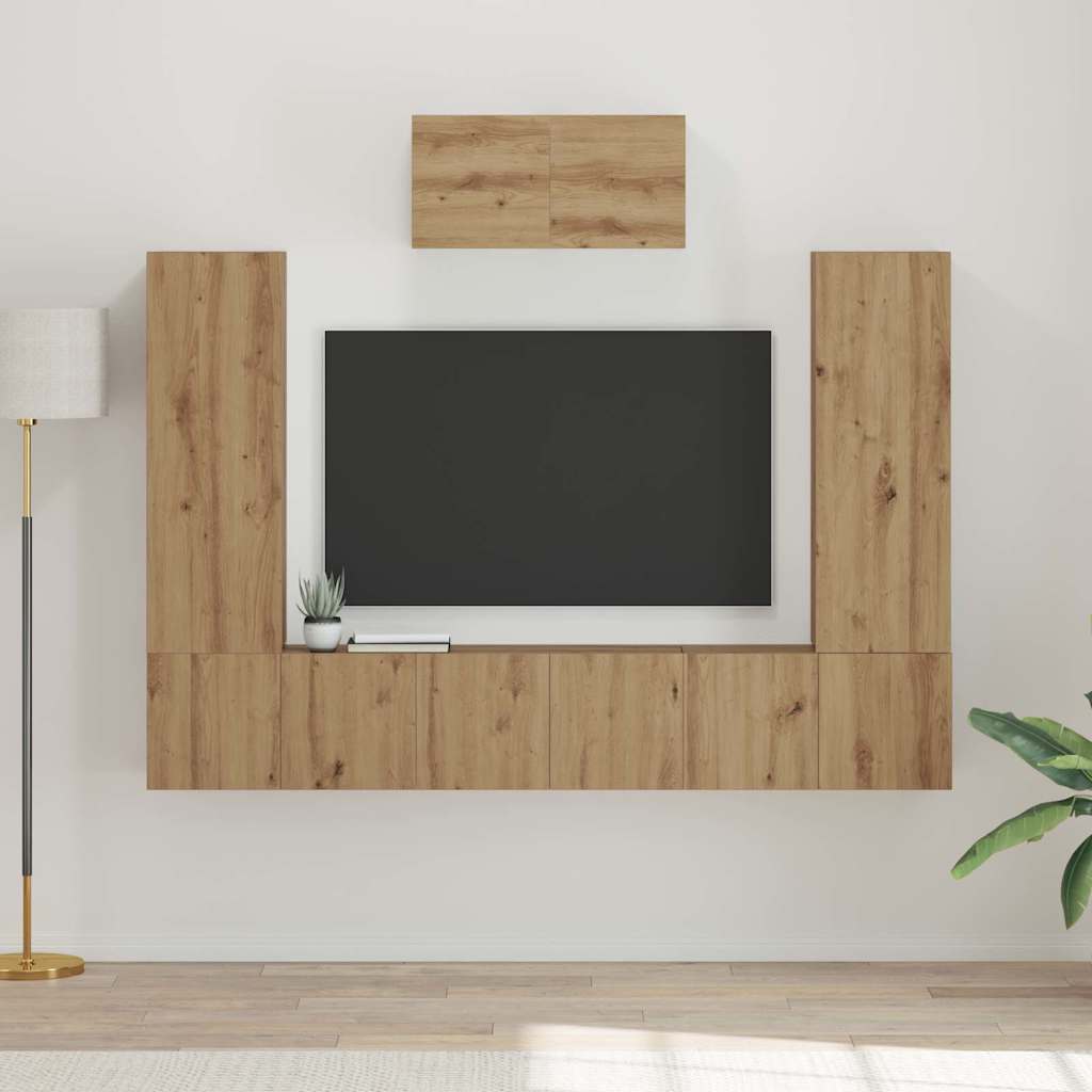 vidaXL Σετ επίπλου τηλεόρασης 7 pcs Artisan Oak Επεξεργασμένο ξύλο