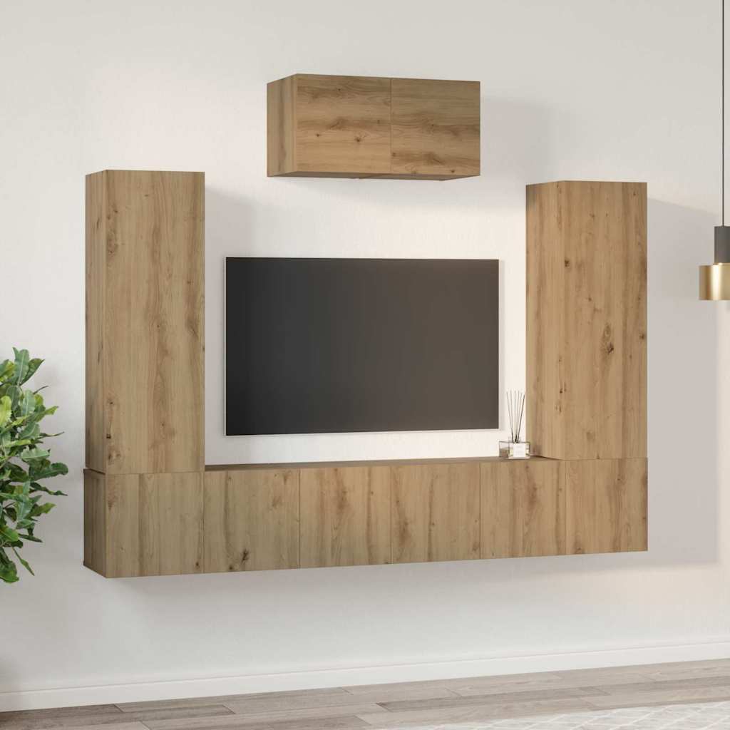 vidaXL Σετ επίπλου τηλεόρασης 7 pcs Artisan Oak Επεξεργασμένο ξύλο