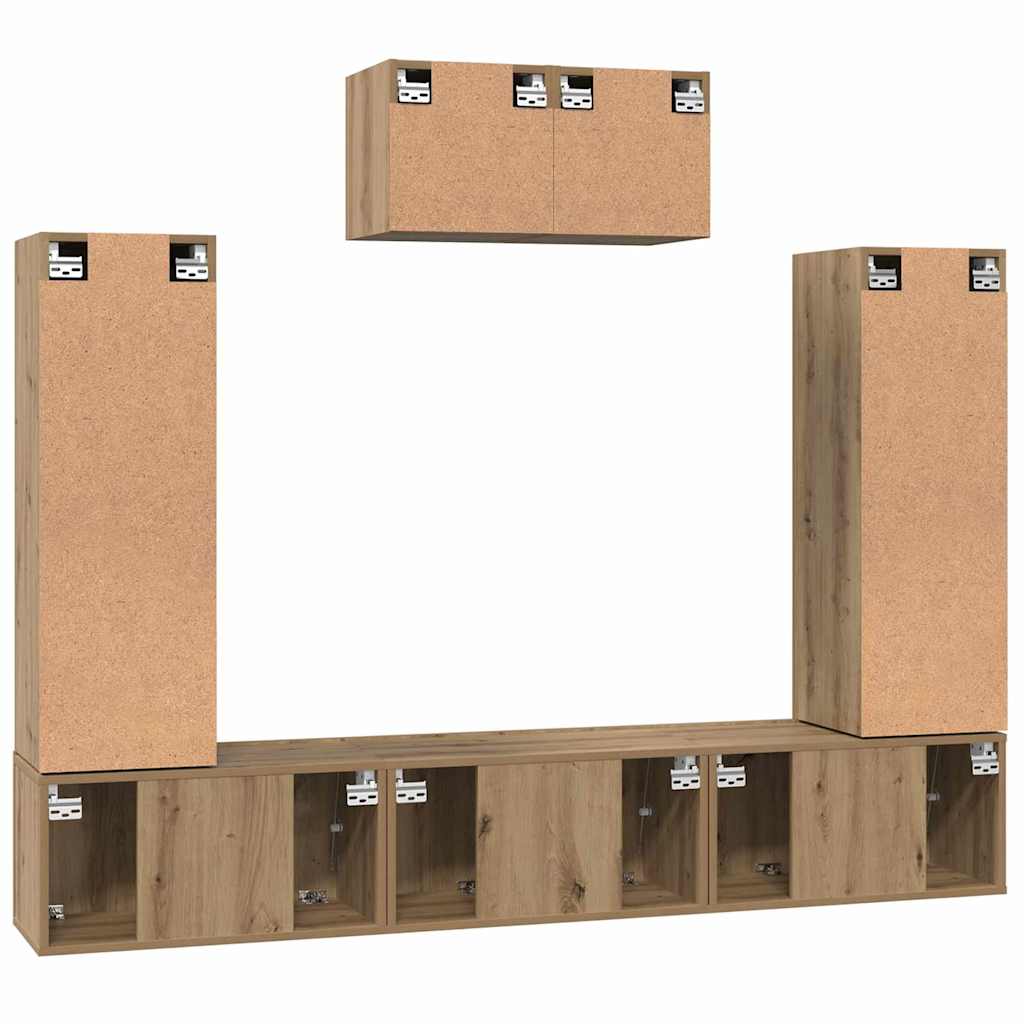 vidaXL Σετ επίπλου τηλεόρασης 7 pcs Artisan Oak Επεξεργασμένο ξύλο