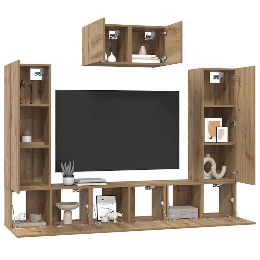 vidaXL Σετ επίπλου τηλεόρασης 7 pcs Artisan Oak Επεξεργασμένο ξύλο