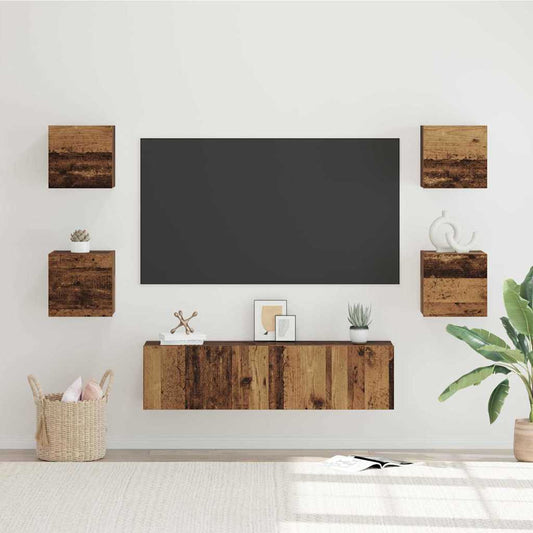 vidaXL Σετ επίπλου τηλεόρασης 6 pcs Παλιό Ξύλο Επεξεργασμένο ξύλο