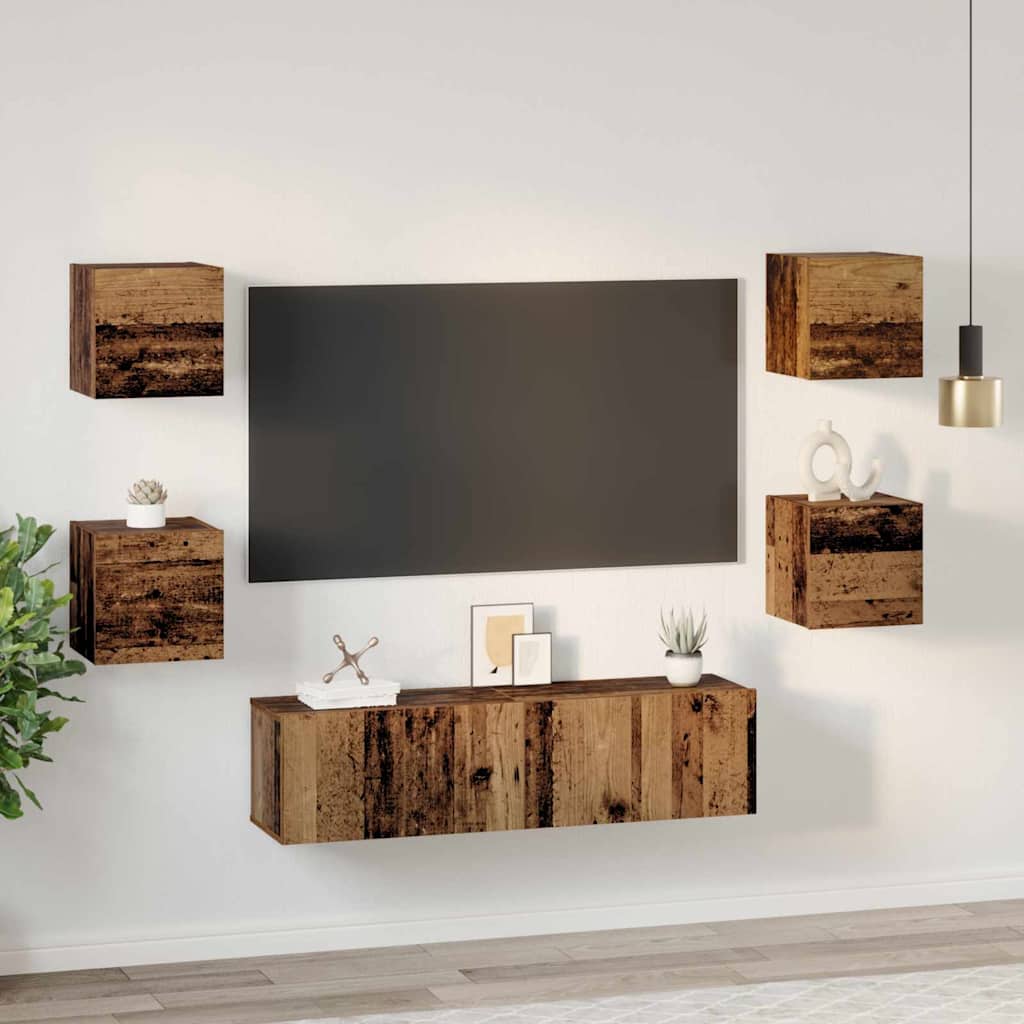 vidaXL Σετ επίπλου τηλεόρασης 6 pcs Παλιό Ξύλο Επεξεργασμένο ξύλο