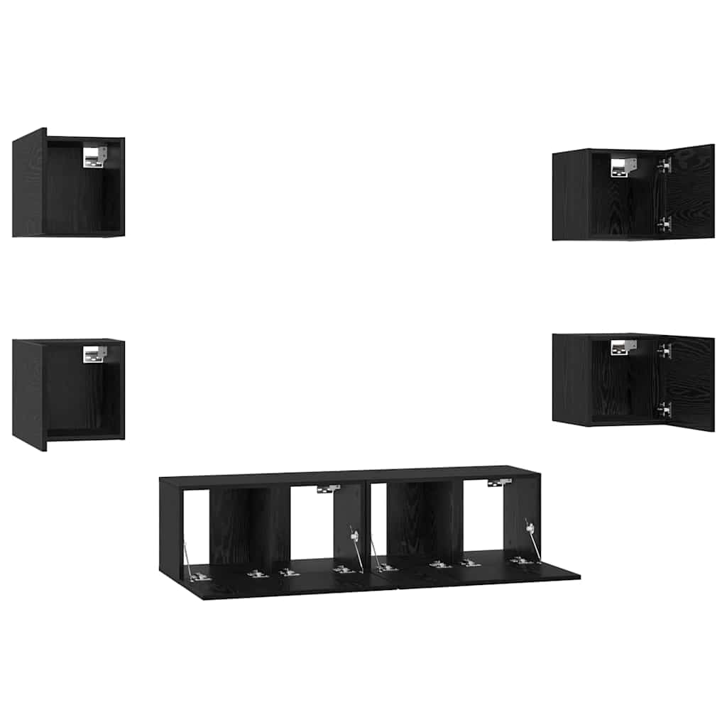 vidaXL Σετ επίπλου τηλεόρασης 6 pcs Μαύρη Οξυά Επεξεργασμένο ξύλο