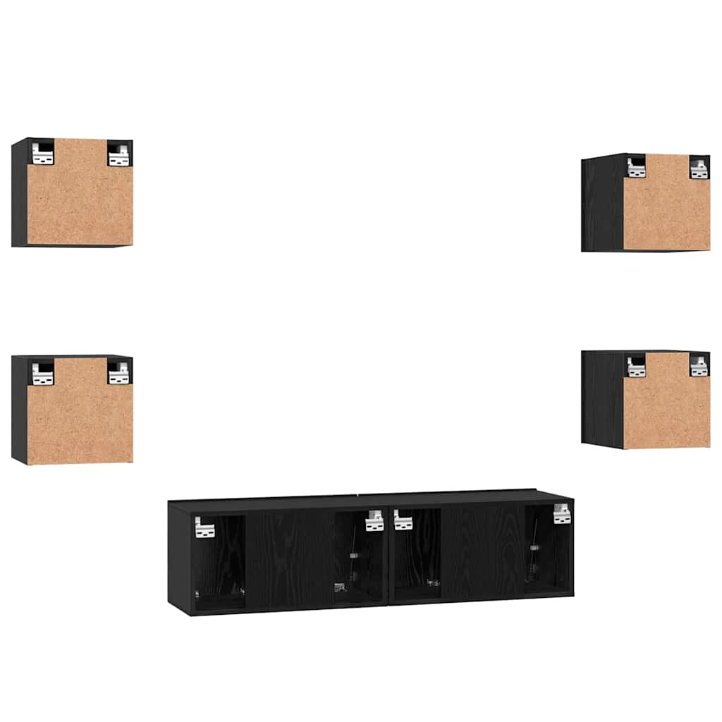 vidaXL Σετ επίπλου τηλεόρασης 6 pcs Μαύρη Οξυά Επεξεργασμένο ξύλο