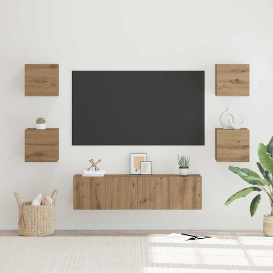 vidaXL Σετ επίπλου τηλεόρασης 6 pcs Artisan Oak Επεξεργασμένο ξύλο