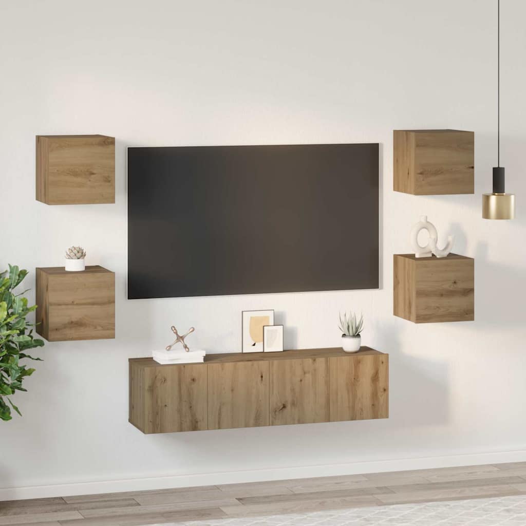 vidaXL Σετ επίπλου τηλεόρασης 6 pcs Artisan Oak Επεξεργασμένο ξύλο