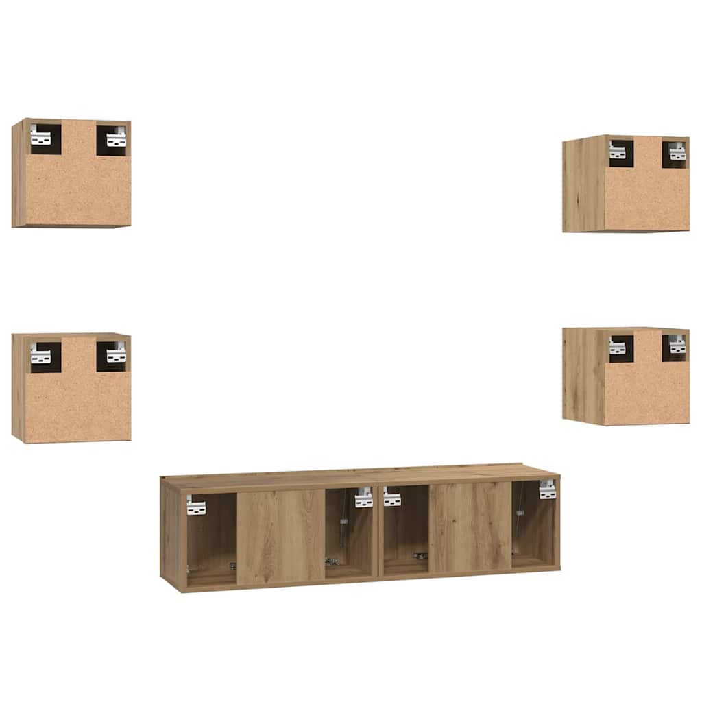 vidaXL Σετ επίπλου τηλεόρασης 6 pcs Artisan Oak Επεξεργασμένο ξύλο