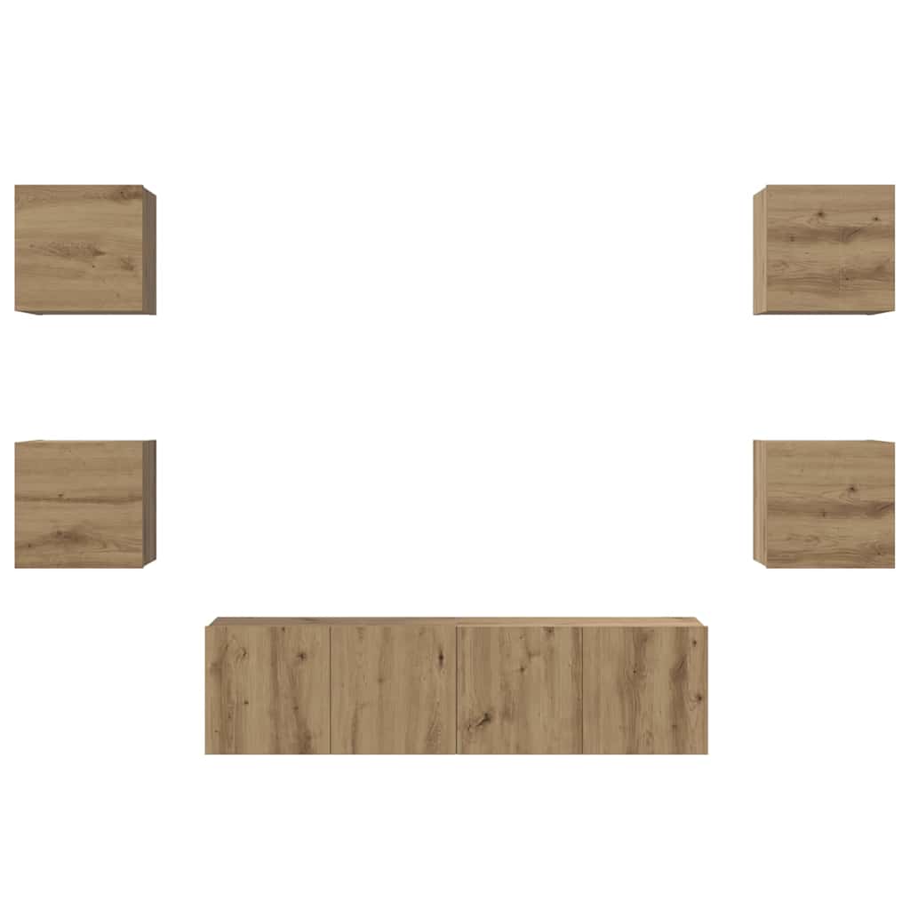 vidaXL Σετ επίπλου τηλεόρασης 6 pcs Artisan Oak Επεξεργασμένο ξύλο