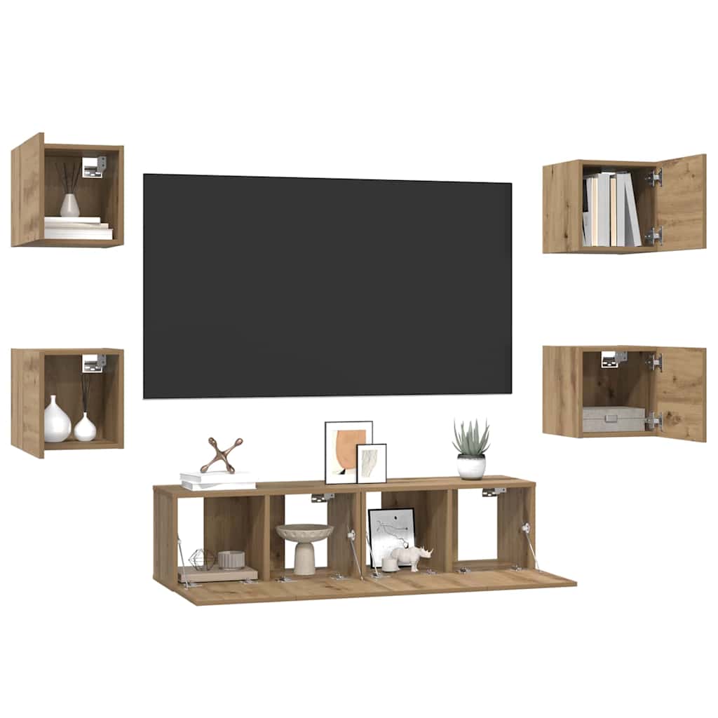 vidaXL Σετ επίπλου τηλεόρασης 6 pcs Artisan Oak Επεξεργασμένο ξύλο