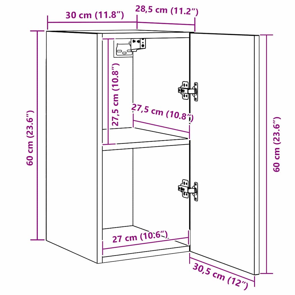 vidaXL Σετ επίπλου τηλεόρασης 7 pcs Μαύρη Οξυά 30,5 x 30 x 60 εκ.
