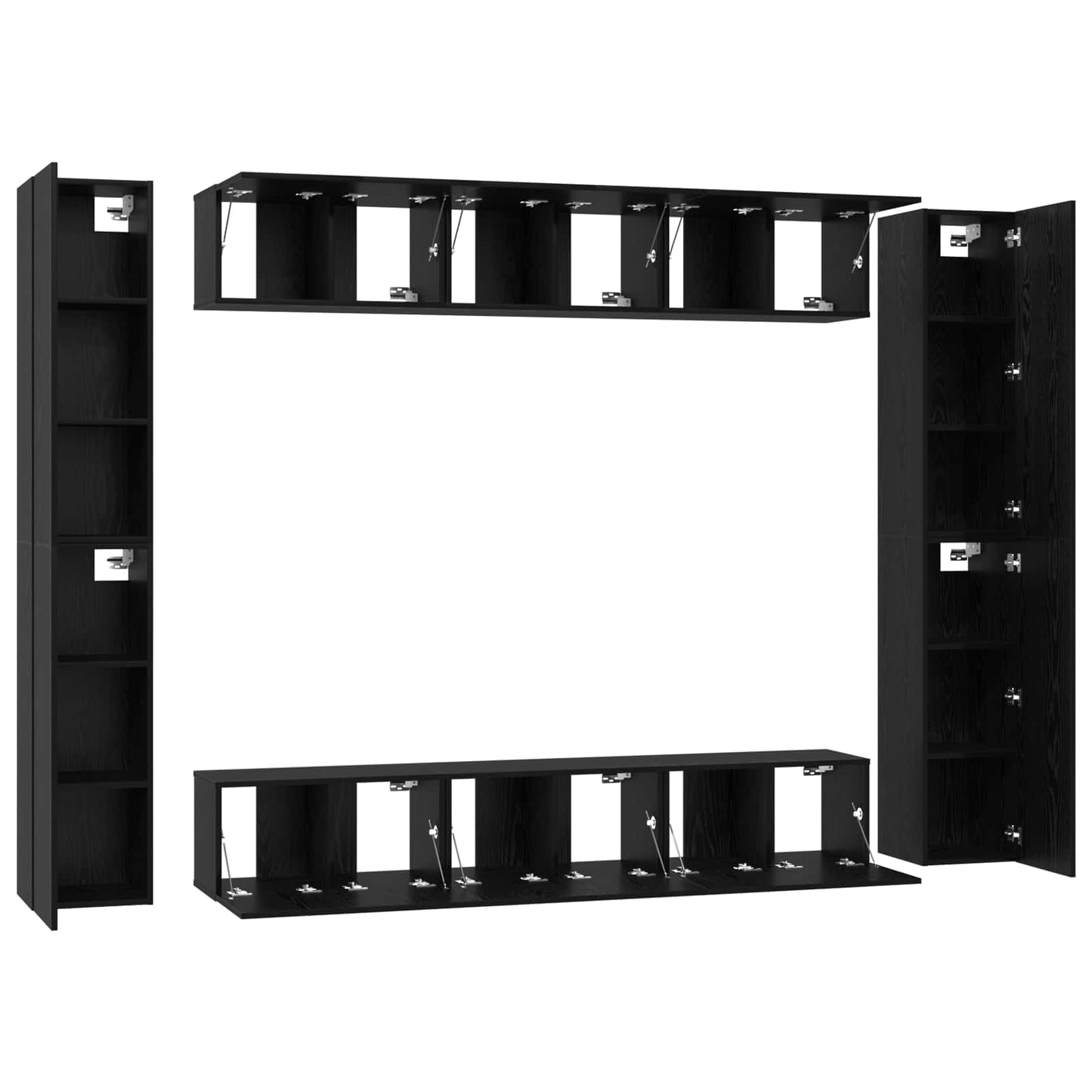 vidaXL Σετ επίπλου τηλεόρασης 10 pcs Μαύρη Οξυά Επεξεργασμένο ξύλο
