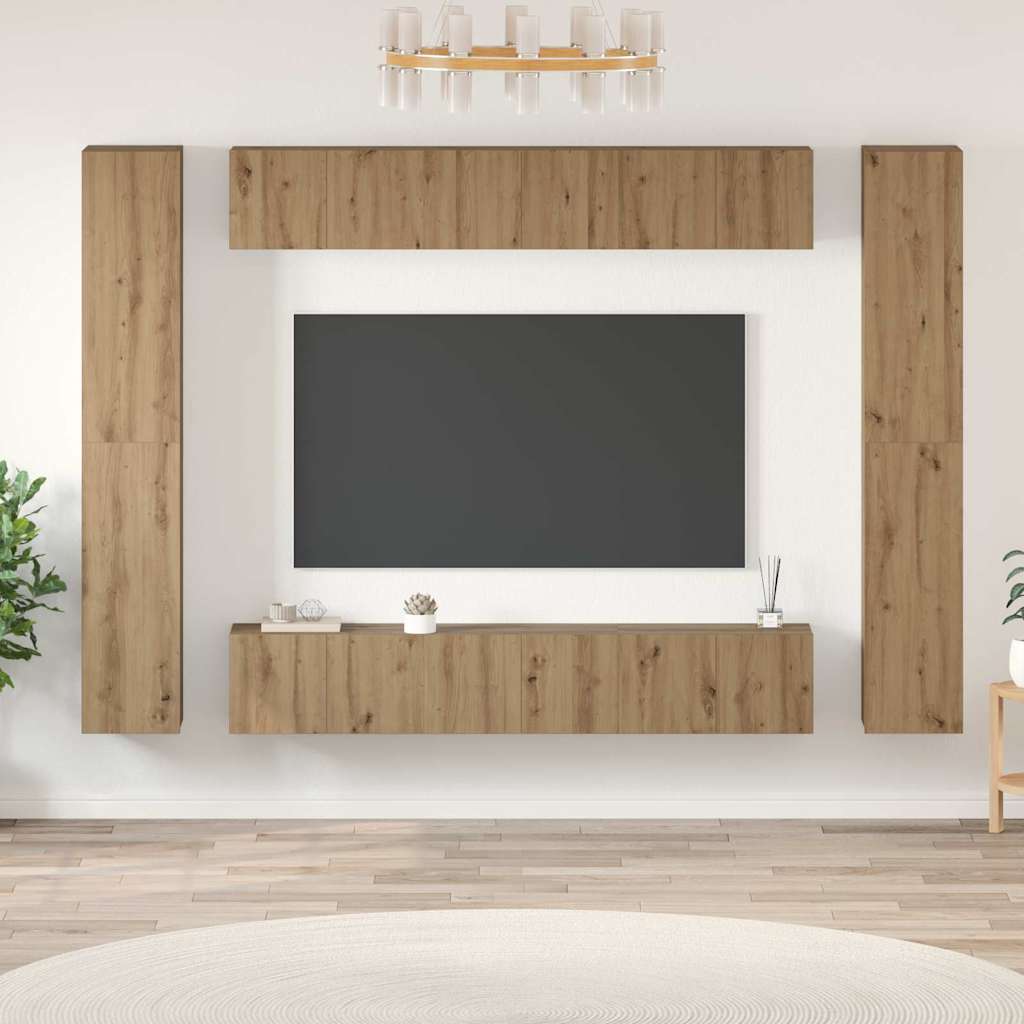 vidaXL Σετ επίπλου τηλεόρασης 10 pcs Artisan Oak Επεξεργασμένο ξύλο