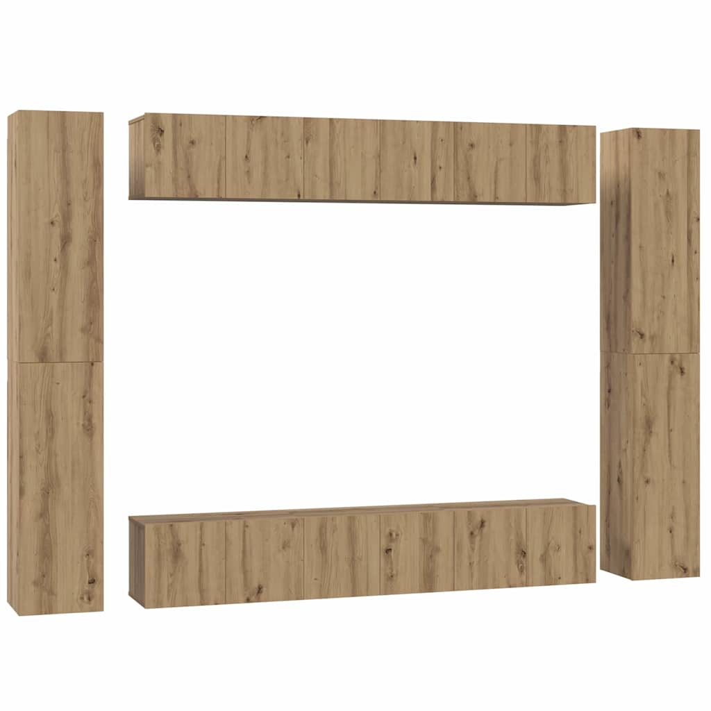 vidaXL Σετ επίπλου τηλεόρασης 10 pcs Artisan Oak Επεξεργασμένο ξύλο
