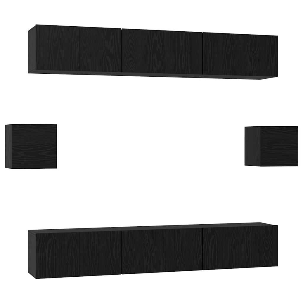 vidaXL Σετ επίπλου τηλεόρασης 8 pcs Μαύρη Οξυά Επεξεργασμένο ξύλο