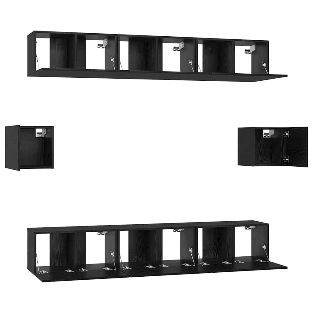 vidaXL Σετ επίπλου τηλεόρασης 8 pcs Μαύρη Οξυά Επεξεργασμένο ξύλο