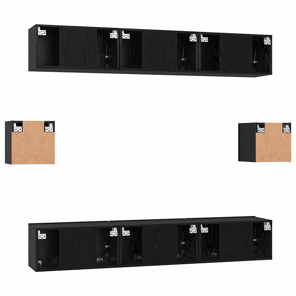 vidaXL Σετ επίπλου τηλεόρασης 8 pcs Μαύρη Οξυά Επεξεργασμένο ξύλο