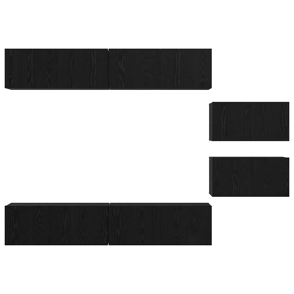 vidaXL Σετ επίπλου τηλεόρασης 6 pcs Μαύρη Οξυά 80 x 30 x 30.5 εκ Small