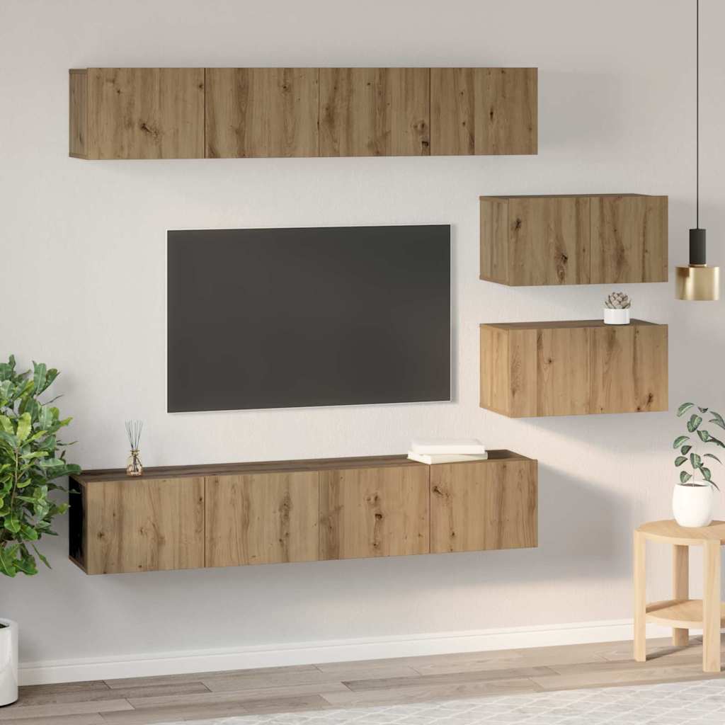 vidaXL Σετ επίπλου τηλεόρασης 6 pcs Artisan Oak Επεξεργασμένο ξύλο