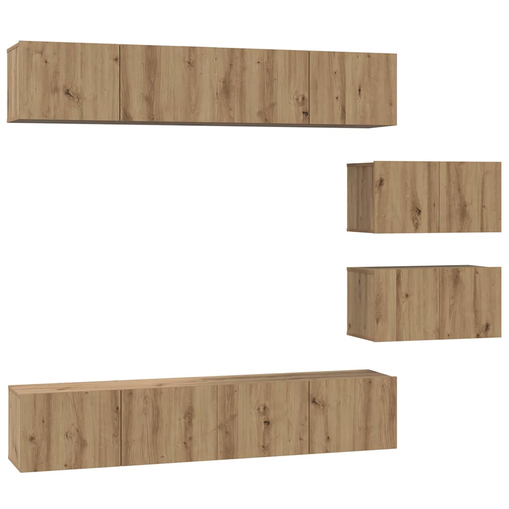 vidaXL Σετ επίπλου τηλεόρασης 6 pcs Artisan Oak Επεξεργασμένο ξύλο