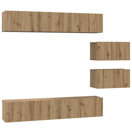 vidaXL Σετ επίπλου τηλεόρασης 6 pcs Artisan Oak Επεξεργασμένο ξύλο