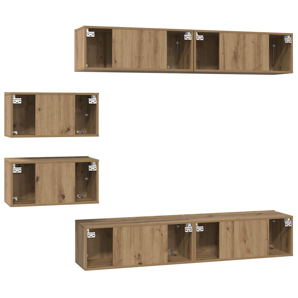 vidaXL Σετ επίπλου τηλεόρασης 6 pcs Artisan Oak Επεξεργασμένο ξύλο