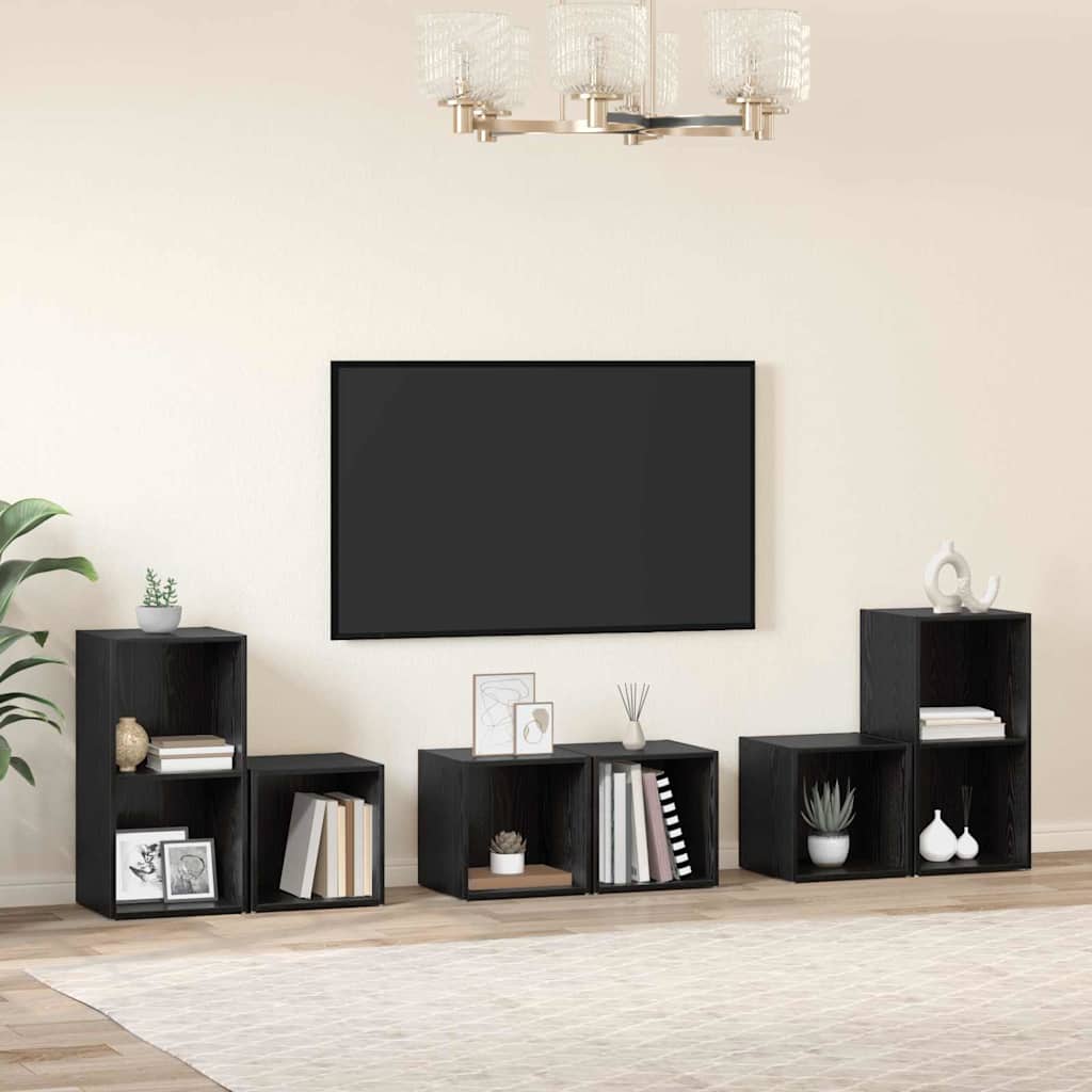 vidaXL Σετ επίπλου τηλεόρασης 6 pcs Μαύρη Οξυά Επεξεργασμένο ξύλο