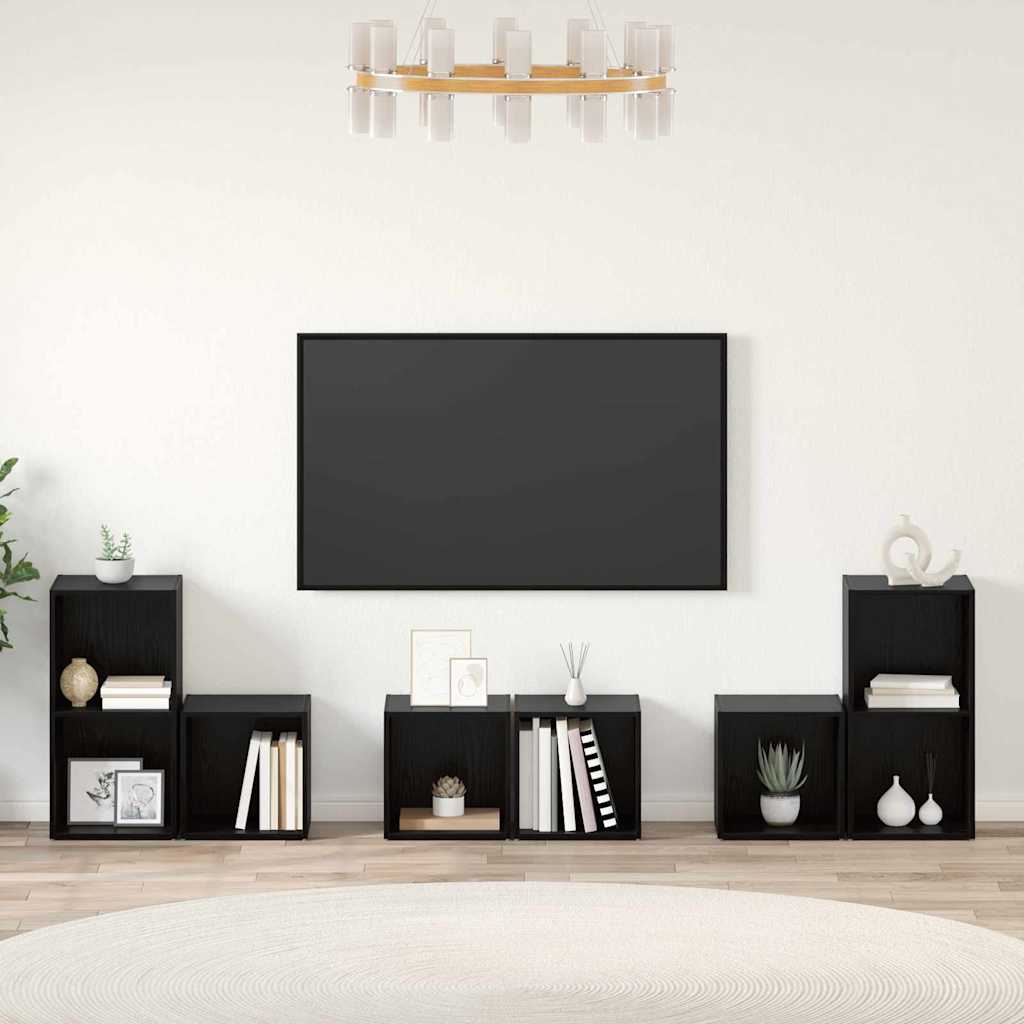 vidaXL Σετ επίπλου τηλεόρασης 6 pcs Μαύρη Οξυά Επεξεργασμένο ξύλο