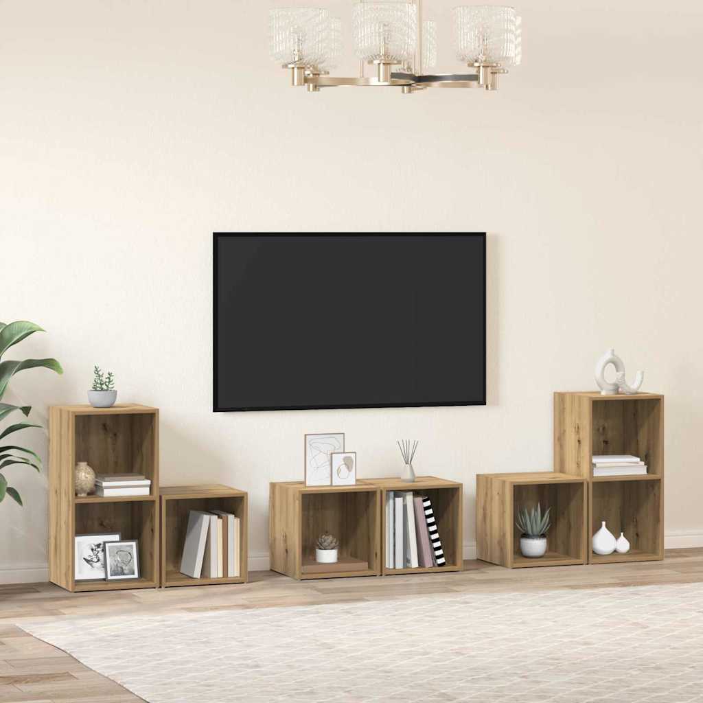 vidaXL Σετ επίπλου τηλεόρασης 6 pcs Artisan Oak Επεξεργασμένο ξύλο