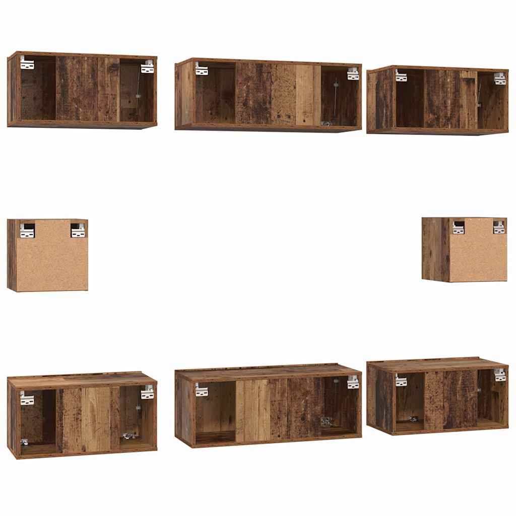 vidaXL Σετ επίπλου τηλεόρασης 8 pcs Παλιό Ξύλο Επεξεργασμένο ξύλο