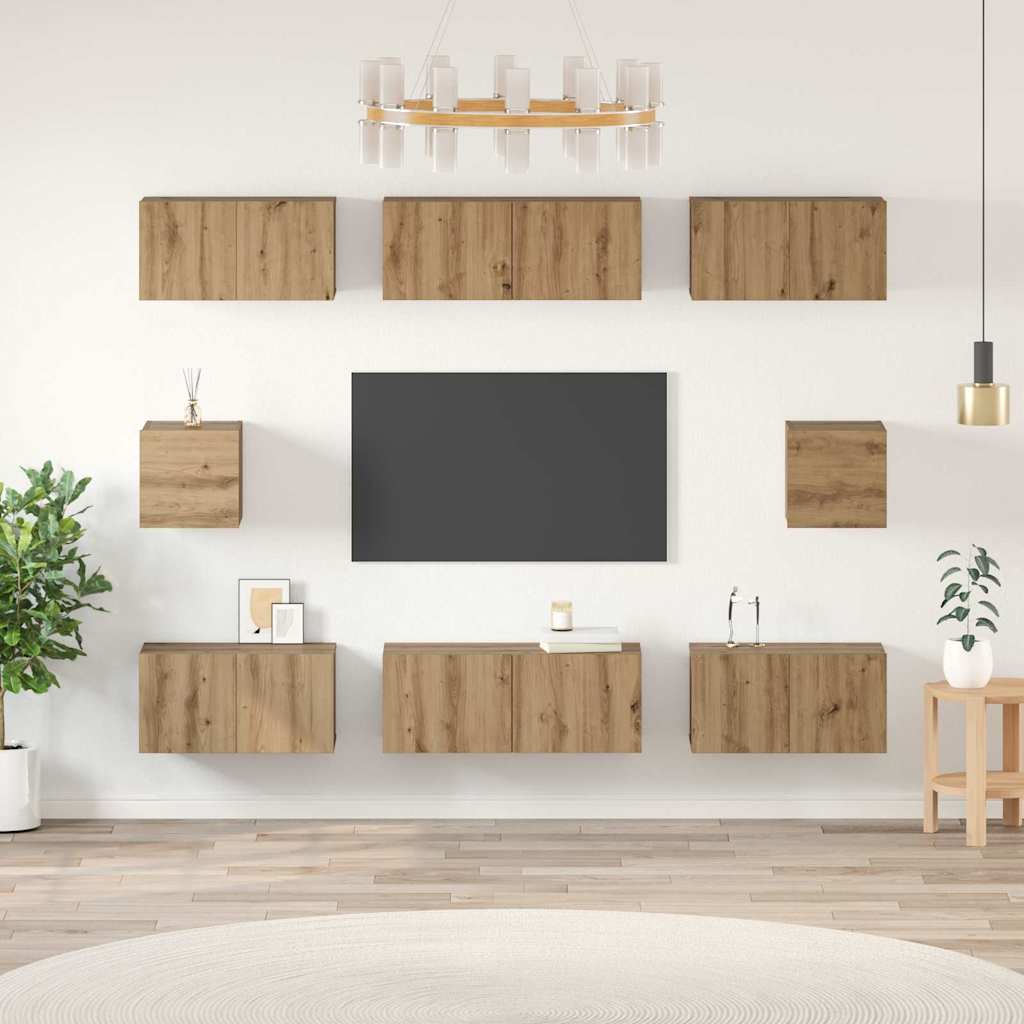 vidaXL Σετ επίπλου τηλεόρασης 8 τμχ. Artisan Oak Επεξεργασμένο Ξύλο