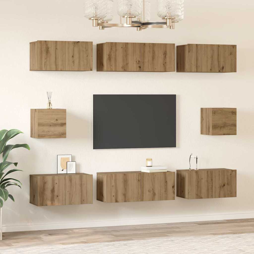 vidaXL Σετ επίπλου τηλεόρασης 8 τμχ. Artisan Oak Επεξεργασμένο Ξύλο