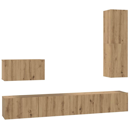 vidaXL Τηλεοπτική Κάβα Τοίχου 4 pcs Artisan Oak Επεξεργασμένο ξύλο