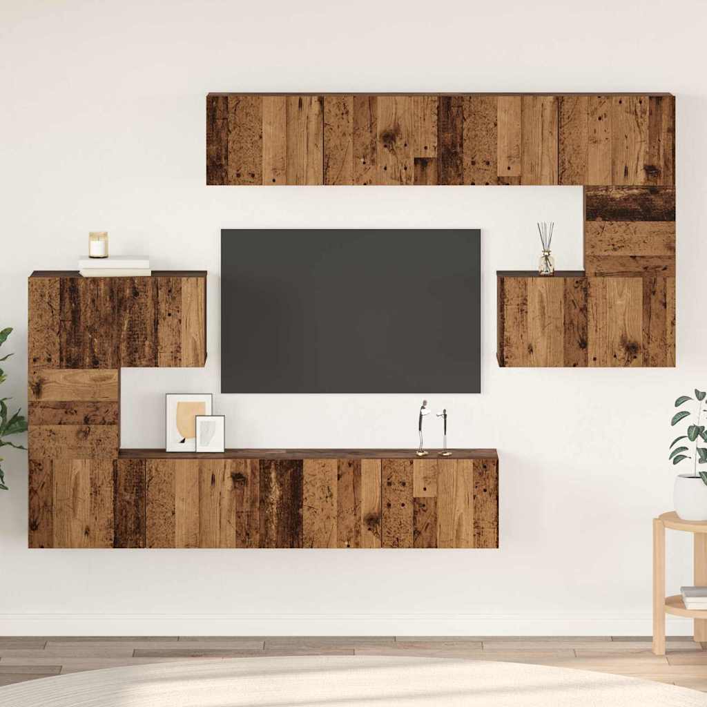 vidaXL Σετ επίπλου τηλεόρασης 8 pcs Παλιό Ξύλο Επεξεργασμένο ξύλο